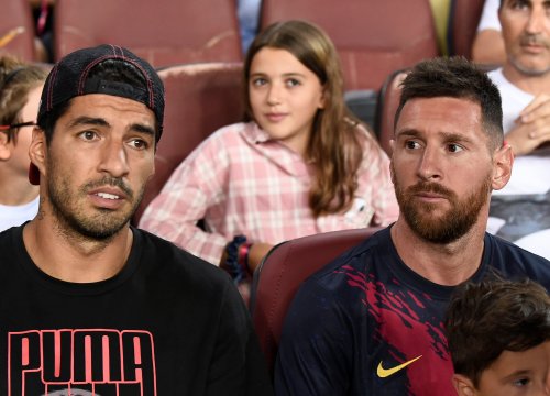 Messi và Suarez phấn khích sau bàn thắng đẹp của Griezmann