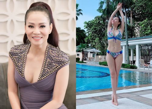 Thu Minh mặc bikini phô diễn đường cong gợi cảm ngỡ ngàng ở tuổi U50