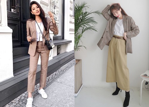 Cách phối đồ với áo khoác blazer kẻ khi trời sang thu