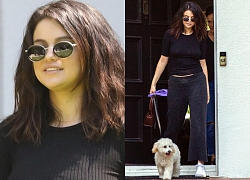 Lên cân như Selena Gomez: Mặt ngấn nọng cằm nhưng để mặt mộc, dắt chó đi dạo sương sương thôi cũng gây bão