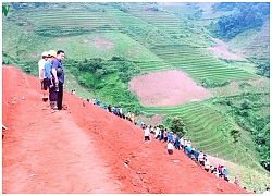 Gạt đồi, san núi khai hoang ruộng bậc thang ở Mù Cang Chải