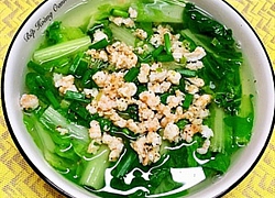 Canh cải dún nấu với tôm