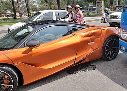 Siêu xe McLaren 720S va chạm với xe buýt, hông xe móp méo