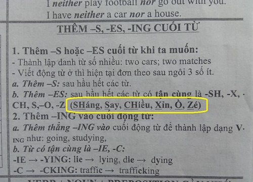 Cười bò với quy tắc ghi nhớ trong tài liệu tiếng Anh, học sinh phải bái phục vì thầy quá lầy