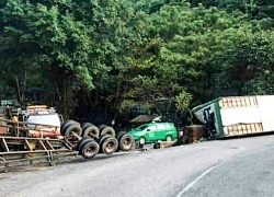 Lâm Đồng: Xe container mất thắng, lật trên đèo Bảo Lộc