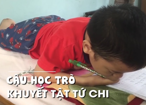 Nghị lực phi thường của cậu học trò khuyết tật tứ chi