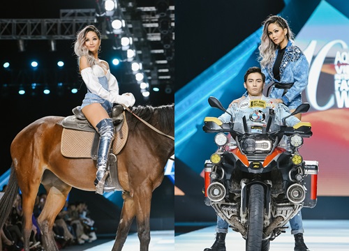 Hoa hậu H'Hen Niê cưỡi ngựa, đi xe phân khối lớn trong show diễn của thương hiệu V-SIXTYFOUR