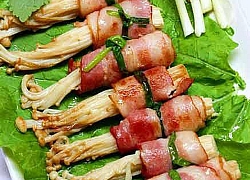 Thịt xông khói cuộn nấm kim châm