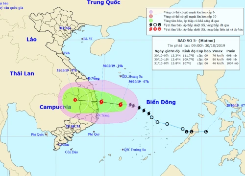 Tin bão khẩn cấp cơn bão số 5: Mạnh cấp 9, giật cấp 11