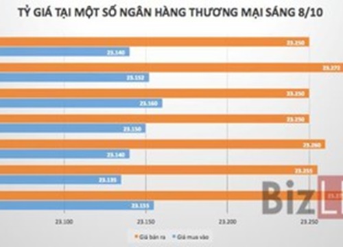 Tỷ giá trung tâm tăng lần đầu trong 6 phiên