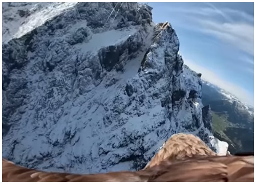 Hình ảnh độc đáo về sự tan chảy của sông băng trên dãy Alps do 'đại bàng quay'