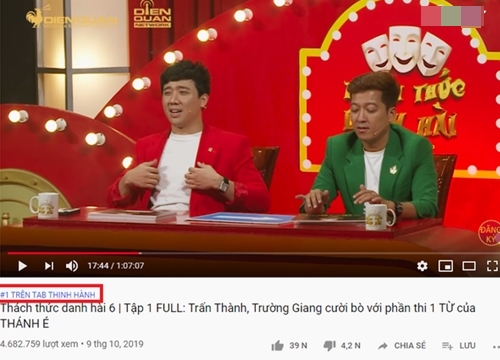 Tập 1 "Thách thức danh hài" bất ngờ chiếm ngôi vương của clip reaction "Em gì ơi" trên top Trending