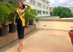 Lên núi mà diện váy bó sát, áo độn vai, Kiều Loan quyết tâm chiếm spotlight tại Miss Grand 2019