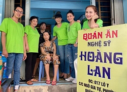 Hoa hậu Diễm Hương cùng nhóm bạn nghệ sĩ đến thăm và phụ giúp quán ăn của nghệ sĩ Hoàng Lan