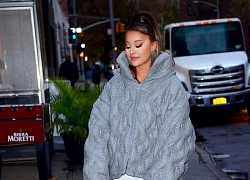 Ariana Grande trông như nấm lùn khi mặc áo phao che hết vóc dáng