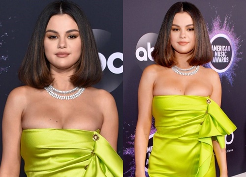 Selena Gomez khoe ngực đầy trên thảm đỏ American Music Awards 2019