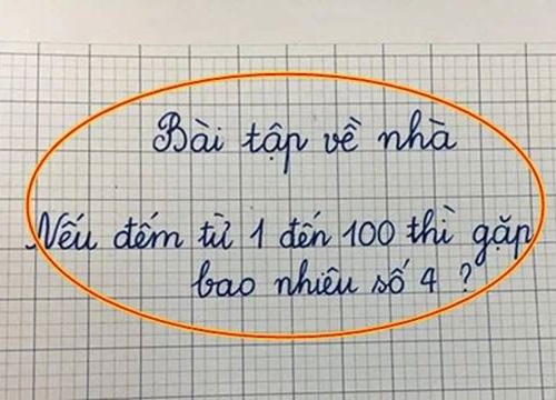 Nếu đếm từ 1 đến 100 thì gặp bao nhiêu số 4?