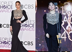 Một chiếc váy hai thái cực: Lee Young Ae nền nã, Jennifer Lopez thì không giấu nổi vẻ sexy bức người dù mặc khá kín đáo