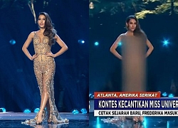 Hoa hậu Indoneisa bị che mờ toàn thân trên truyền hình quốc gia vì bộ váy bị cho là phản cảm ở CK Miss Universe