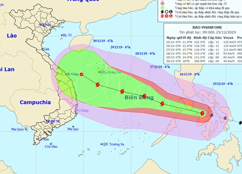 Ứng phó bão Phanfone: Kêu gọi tàu thuyền ra khỏi vùng nguy hiểm