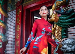 Hoa hậu Tiểu Vy diện áo dài mùa xuân