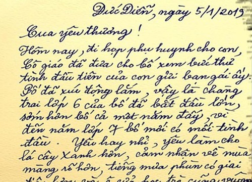 Thấy thư tình của con gửi bạn gái, ông bố ứng xử khiến dân mạng "phục sát đất"