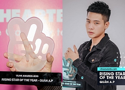 Quân A.P xuất sắc nhận giải Nghệ sĩ mới của năm ở Vlive Awards 2019