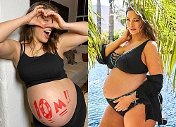 Người mẫu ngoại cỡ Ashley Graham khoe bụng bầu "vượt mặt"