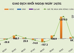 Phiên 14/1: Giải ngân mạnh vào CTG, khối ngoại tiếp tục bơm ròng 241 tỷ đồng