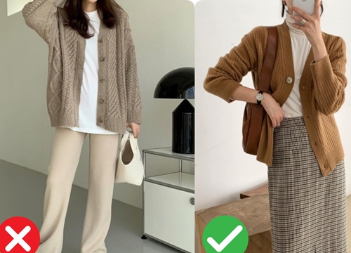 Thích cardigan nhưng nàng mét rưỡi nên tránh 3 kiểu này nếu không muốn bị "dìm dáng" thậm tệ