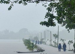 Bất chấp mưa gió, người đàn ông liều mình ra ngoài chằng chống nhà cửa