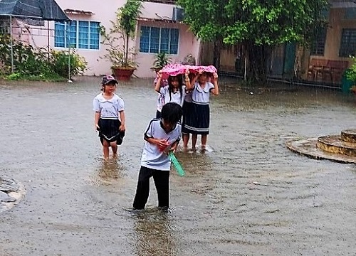 Kiên Giang: Hơn 70 trường cho học sinh nghỉ học vì bị ngập nước