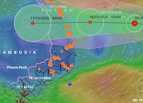 Áp thấp nhiệt đới di chuyển nhanh, hướng thẳng Đà Nẵng - Bình Định
