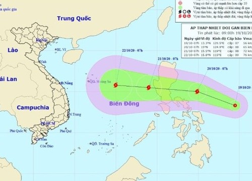 Áp thấp nhiệt đới áp sát Biển Đông, nguy cơ hướng vào miền Trung Việt Nam