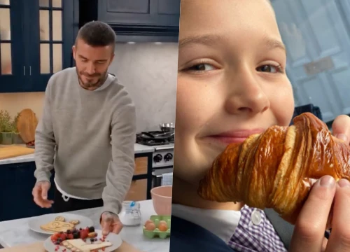 David Beckham trổ tài nấu nướng, làm bánh cho cả gia đình cực hấp dẫn