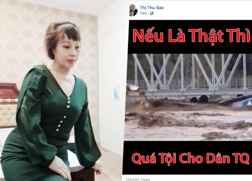 Giữa lúc cả nước hướng về miền Trung, 'cô dâu' Thu Sao gây khó hiểu khi chia sẻ sự xót xa với dân Trung Quốc