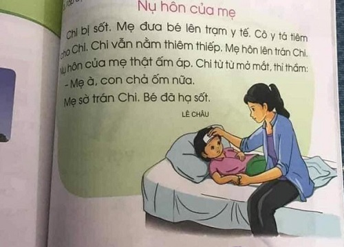 Mẩu truyện trong sách lớp 1 gây tranh cãi: Bé sốt nhưng cô y tá tiêm thì thiêm thiếp, đến khi mẹ hôn lại khỏi bệnh?