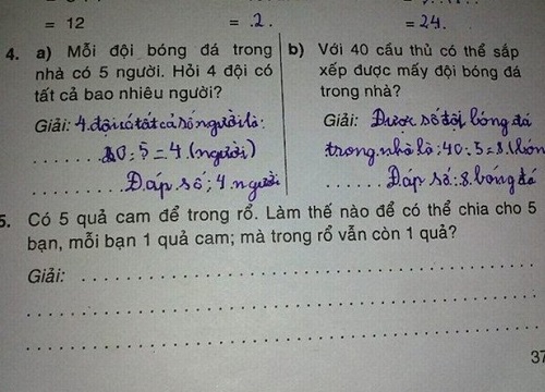 Bài toán chia 5 quả cam siêu đơn giản mà khiến 90% phụ huynh giơ tay xin hàng: Lớp 2 thôi mà, có cần đánh đố đến vậy không?