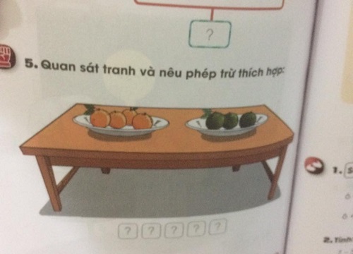 Bài Toán lớp 1 gây tranh cãi: "Cho 4 cam chín, 3 cam xanh. Hỏi điền phép trừ nào hợp lý?"