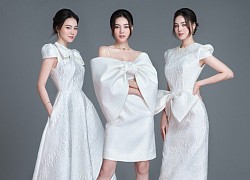 Với 2 tông màu trắng hồng, Lan Ngọc xinh đẹp dịu dàng trong các thiết kế kiểu dáng mới lạ