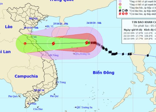 Vùng biển Quảng Trị đến Thừa Thiên Huế có gió giật cấp 9 từ tối 24-10