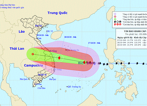 Bão số 9 giật cấp 17 tiến nhanh vào Đà Nẵng - Phú Yên
