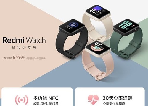 Redmi Watch ra mắt: Màn hình 1.4 inch, kháng nước 5ATM, hỗ trợ NFC, pin 12 ngày, giá 1.1 triệu đồng