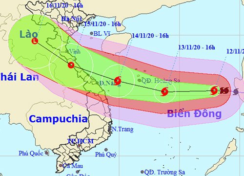 Bão số 13 hướng vào Hà Tĩnh đến Thừa Thiên-Huế, biển động dữ dội