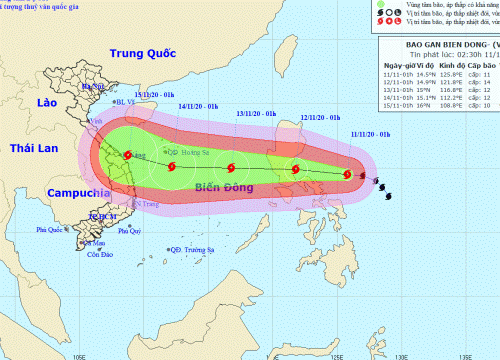 Bão Vamco giật cấp 16 đang tiến vào Biển Đông