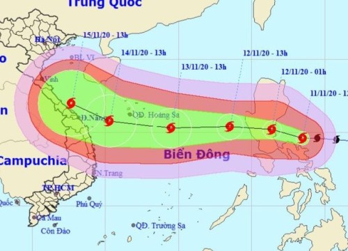 Bão Vamco tăng tốc tiến thẳng vào biển Đông giật cấp 15, nhiều tỉnh miền Trung đang mưa lớn