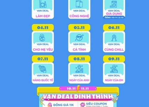 Tiki sale 11.11: Tung sản phẩm chỉ 11K và 111K, hàng công nghệ giảm đến 50%!