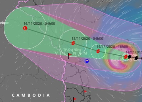 Bão Vamco mạnh cấp 14, áp sát vùng biển Quảng Bình - Quảng Ngãi
