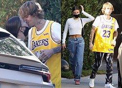 Vợ chồng Justin Bieber trao nhau nụ hôn ngọt ngào trên phố