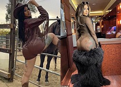 Rapper Cardi B gây sốc khi cưỡi ngựa với chiếc quần ôm sát, vòng 3 như muốn nổ tung